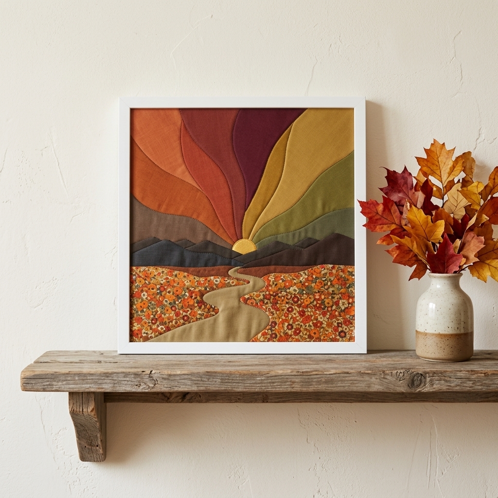 Kinusaiga sunrise made with warm autumn quilting cottons